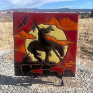 NWOT End of The Trail Tile w/Stand (6”x6”)